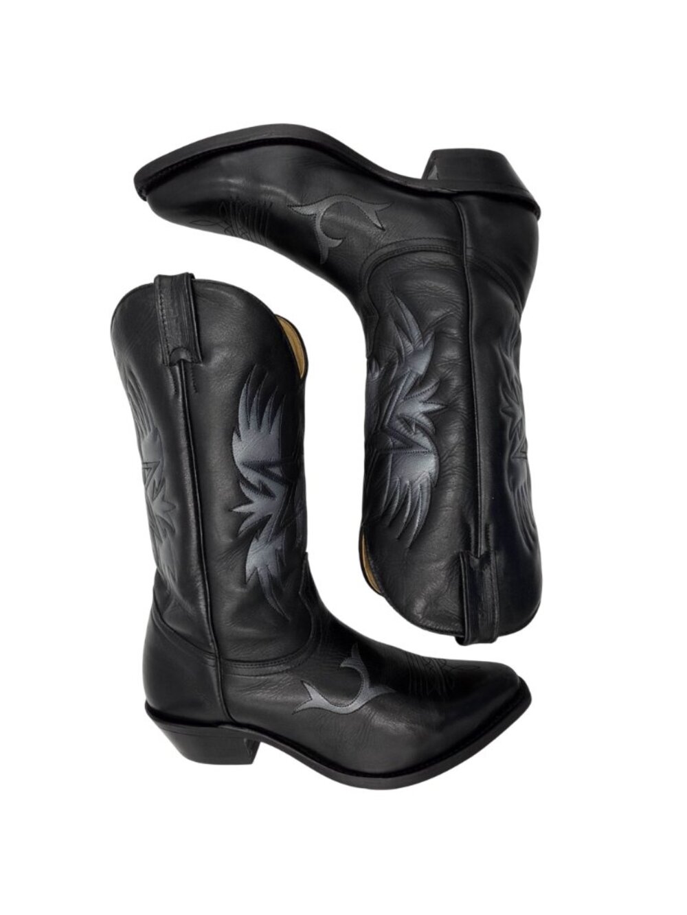 Boulet Mens Size 9.5EE Wide Black Silver Leather Cowboy Western Boots Canada CBC - Picture 9 of 16